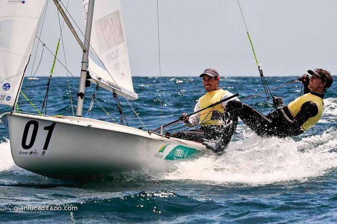 Mat Belcher and Will Ryan on day two of the 470 Europeans 2013 © P.Jaffredou/G.Cazade